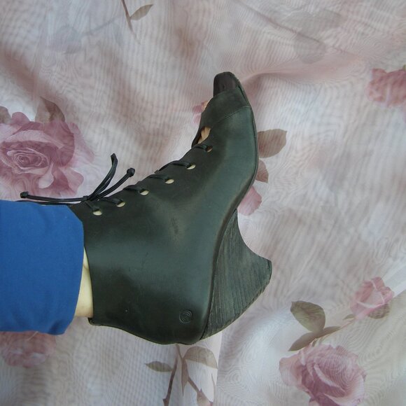 MARSELL size 40/9-9.5 Black Leather lace up Open toe shoes USED - need repair - Picture 16 of 16